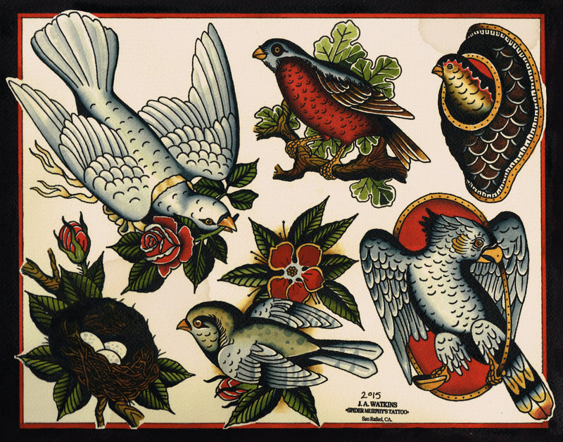 J.A. Watkins - Birds Watercolor
