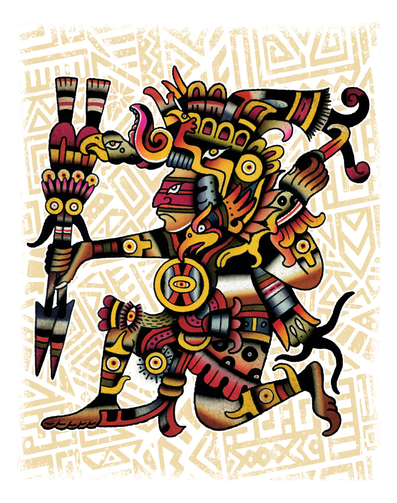 Aztec Warrior Watercolor - Chimu Grigio